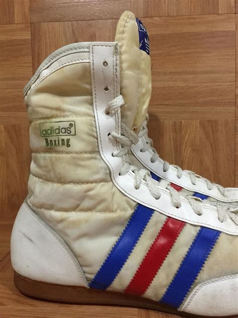 Vintage Adidas Boxing Boots Red White Blue Leather S 10 Knockout Muhammad Ali | #1937370187