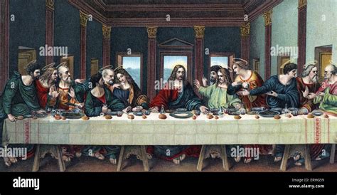 The Last Supper - after the fresco by Leonardo da Vinci, 15 April 1452 - 2 May 1519 Stock Photo ...