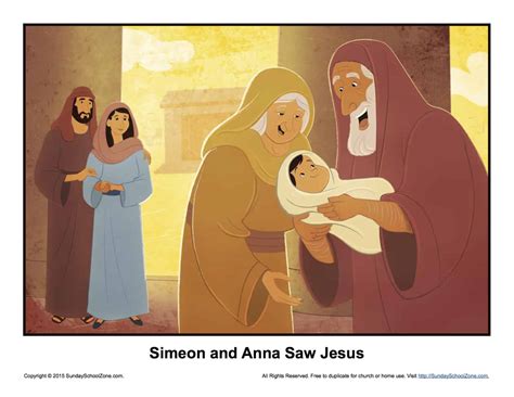 Simeon and Anna Saw Jesus Story Illustration - Children's Bible Activities | Sunday School ...