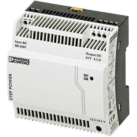 Phoenix Contact 2868664 STEP-PS/1AC DIN Rail Power Supply 24V DC 4.2A 100W | Rapid Online