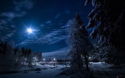 Winter night HD wallpaper download