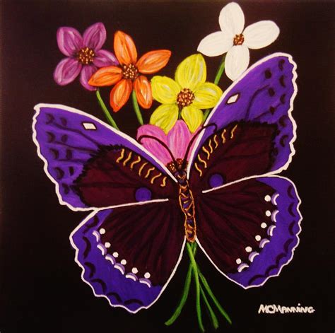 Purple Butterfly Painting by Celeste Manning