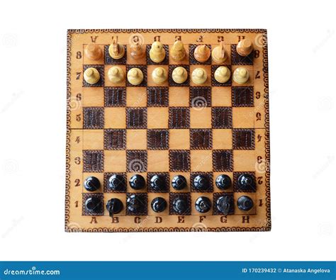 Vintage Chess Board Game Isolated With Clipping Path. Antique Chess Board Royalty-Free Stock ...