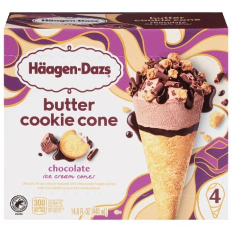 Haagen-Dazs® Butter Cookie Chocolate Ice Cream Cones, 4 ct / 14.8 oz - Fred Meyer