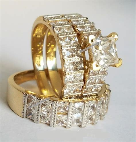 Trio Gold Wedding Rings - jenniemarieweddings