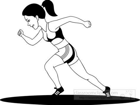 Sports : black-white-athlete-girl-black-white-clipart : Classroom Clipart