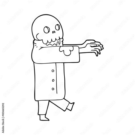 black and white cartoon zombie Stock Vector | Adobe Stock