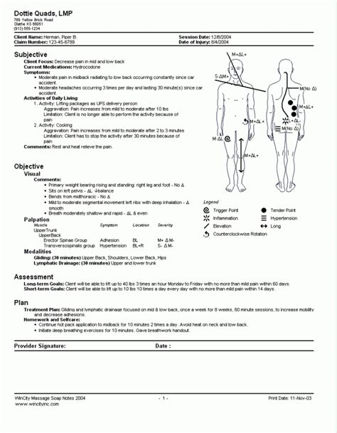 Printable Wellness Massage Versus Therapeutic Massage Relaxing Pain Management Soap Note ...