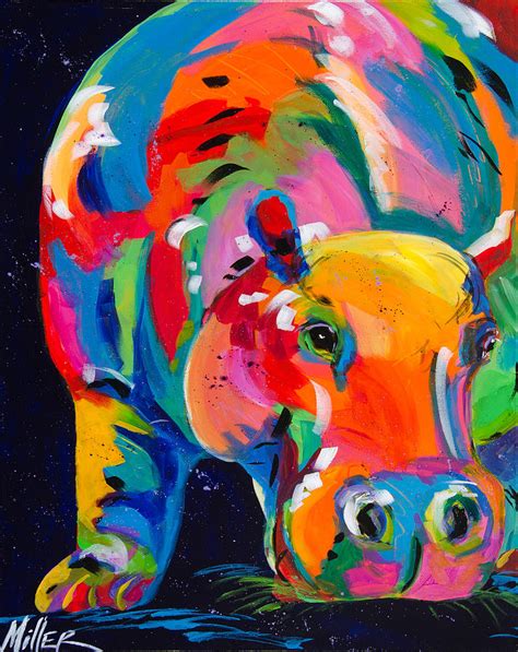 Blue Hippo Painting by Tracy Miller