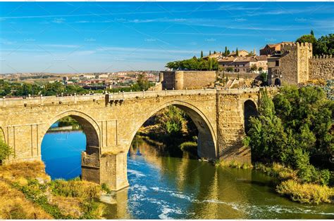 San Martin bridge in Toledo, Spain | Architecture Stock Photos ~ Creative Market