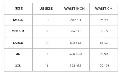 Shape Waist Trainer Size Chart | bosombuddy