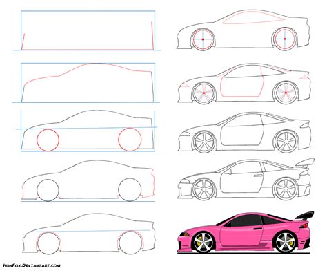 How to draw Sport car by HonFox.deviantart.com on @DeviantArt … | Simple car drawing, Easy ...