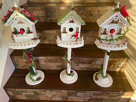 Christmas Bird House 27'' Decorated Winter Bird House Christmas Free Standing Bird House - Etsy