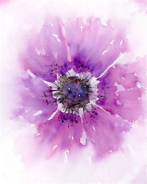 Watercolor Floral Print of Flower Abstract Painting, 8x10 Inches Fine Art Purple Flower Artwork ...