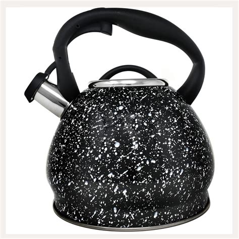 Black Splatterware Whistling Tea Kettle with Stay Cool Handle — The Grateful Gourmet