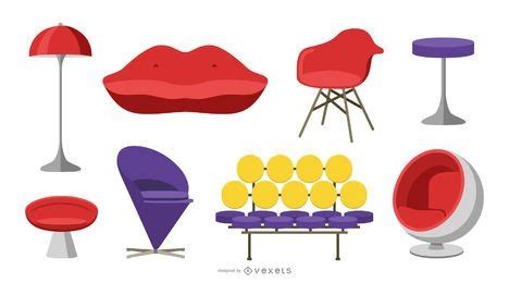 Pop Art Furniture Set Vector Download