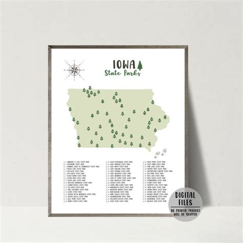 Iowa State Parks Map-iowa State Parks Checklist-state Parks of | Etsy