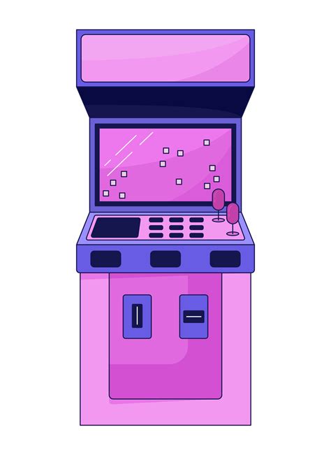 Arcade video game machine flat line color isolated vector object. Old school. Editable clip art ...