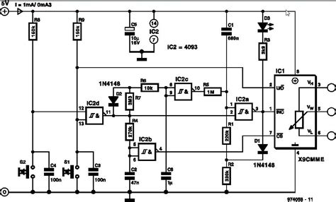 X9CMME Digital Potentiometer Circuit - ElectroSchematics.com