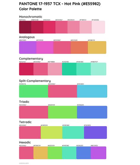 PANTONE 17-1937 TCX - Hot Pink color palettes - colorxs.com