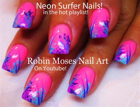 Nail Art by Robin Moses: "neon nails" "neon pink nails" "neon nail art" "nail art" "sponge nail ...