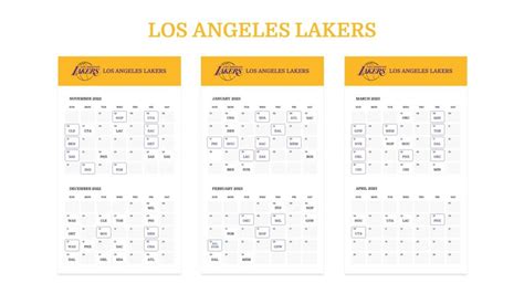 Free Los Angeles Lakers Schedule template