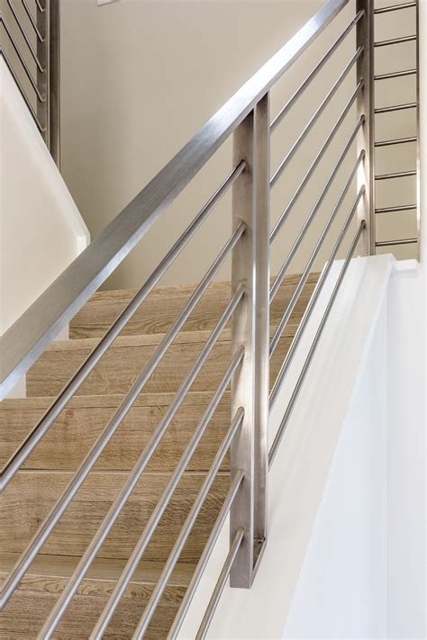 Beautiful Clean lines in this Custom Stainless Steel Railing | Steel railing design, Staircase ...