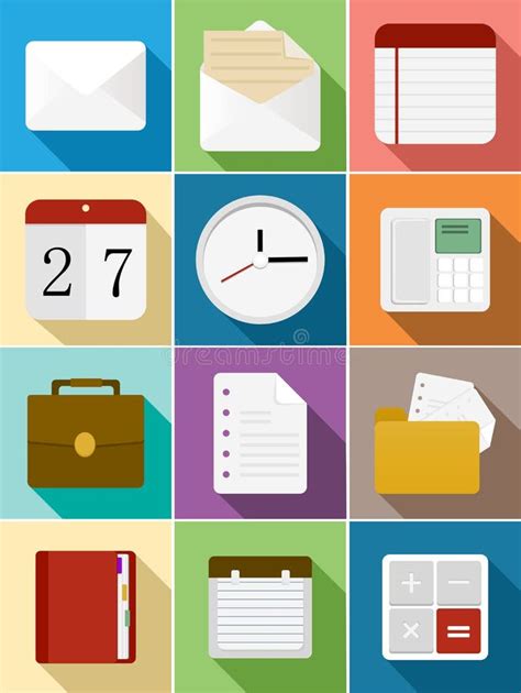 Business Flat Icons Set Design Stock Vector - Illustration of computer, document: 46682199