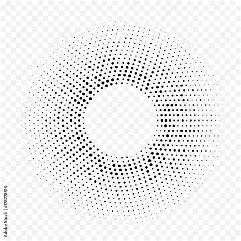 Halftone dotted circular pattern geometric background. Vector seamless abstract white black dot ...