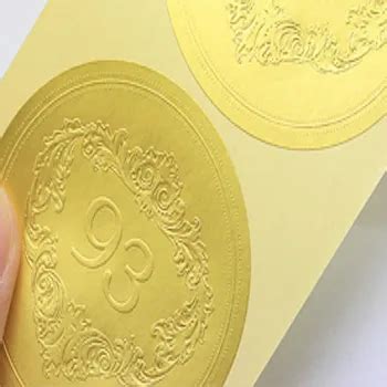 Custom Embossed Gold Foil Adhesive Sticker Business Labels Embossed ...