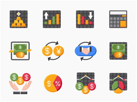 70 Stock Market and Trading Icon Set - Flat Icons