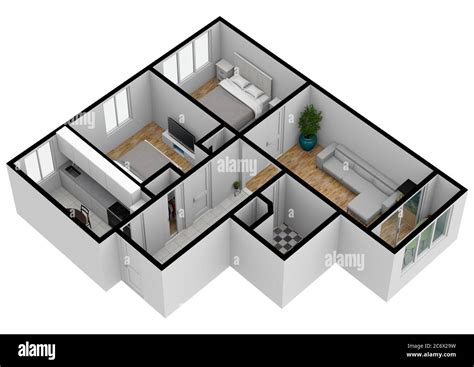 Interior floor plan. 3d floor plan for real estate. Home plan. 3D design of home space. Color ...