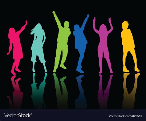 Silhouette people party dance Royalty Free Vector Image