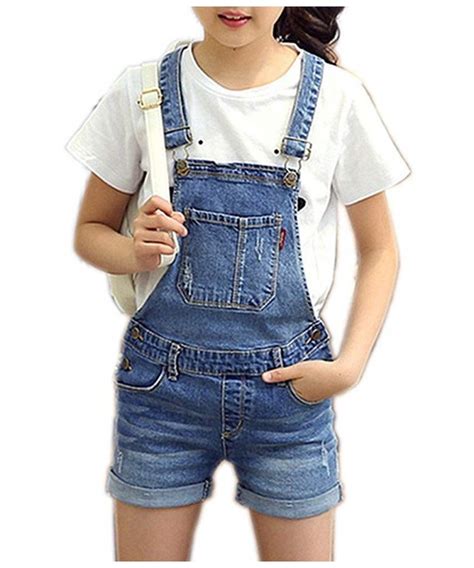 Girls Little Big Kids Distressed BF Jeans Cotton Denim Bib Overalls Summer Shortalls 1P - Jeans ...