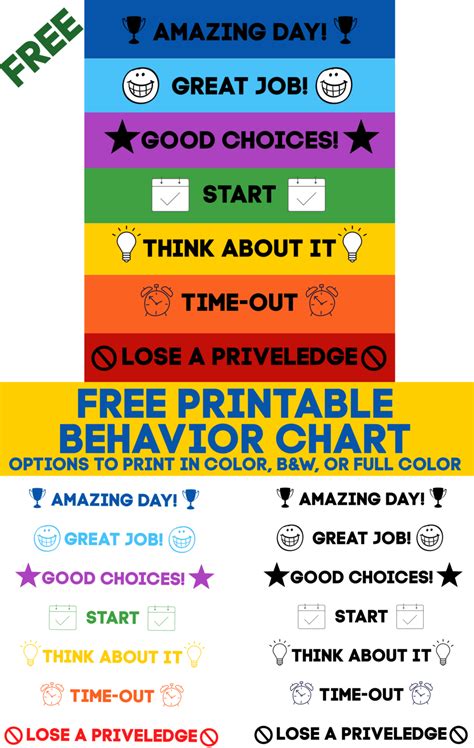 PRINTABLE BEHAVIOR CHART (FREE DOWNLOAD) + 10 more FREE Printables! • Domestic Superhero