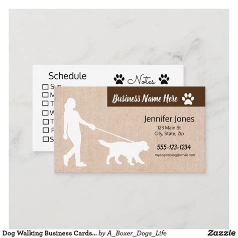 Dog Walking Business Cards, Schedule on Back Business Card | Zazzle | Dog walking business, Dog ...