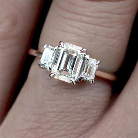 Emma Emerald Cut 3 Stone Diamond Engagement Ring in White Gold – Unique Engagement Rings NYC ...