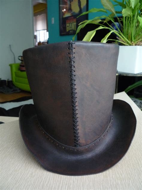 Leather Top Hat Brown - Etsy