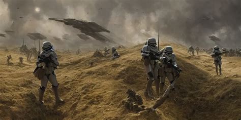 world war 1 landscape in star wars, trench warfare, | Stable Diffusion