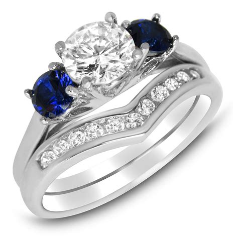 LaRaso & Co - Simulated Blue Sapphire Wedding Engagement Ring Set (7) - Walmart.com