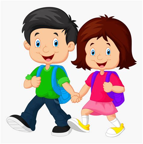 Boy Walking To School Clipart