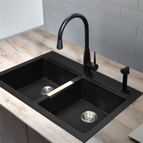 Black sink and faucet