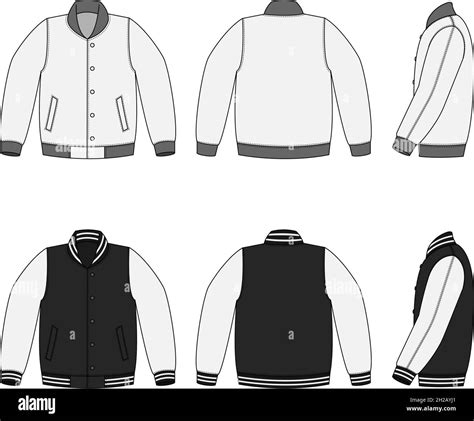 Varsity jacket ( baseball jacket ) template illustration set (front,back and side Stock Vector ...