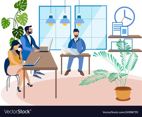 Office staff work in minimalist style cartoon Vector Image