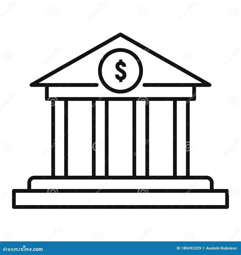 Bank Building Icon, Outline Style Stock Vector - Illustration of black, architecture: 180493329