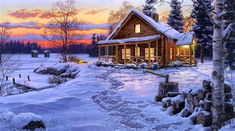 Winter Cabin Wallpaper for Desktop (57+ images)