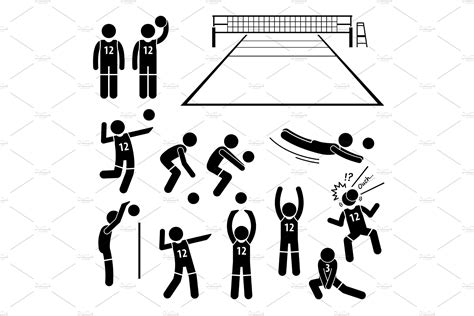 Volleyball Player Actions Poses Icon | Icons ~ Creative Market