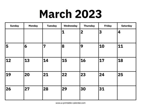 Month Of March 2023 Printable Calendar - Get Latest Map Update