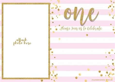 FREE 1st Birthday Invitation Pink and Gold glitter Template | 1st birthday invitations girl ...