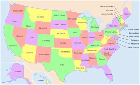 Map Of The United States With Names Of States - Lynda Ronalda